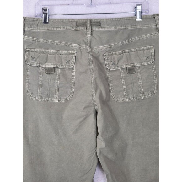 American Eagle Y2k Pants Sz 14 Short Green Low Rise Baggy Flare Stretch Casual - Picture 6 of 12